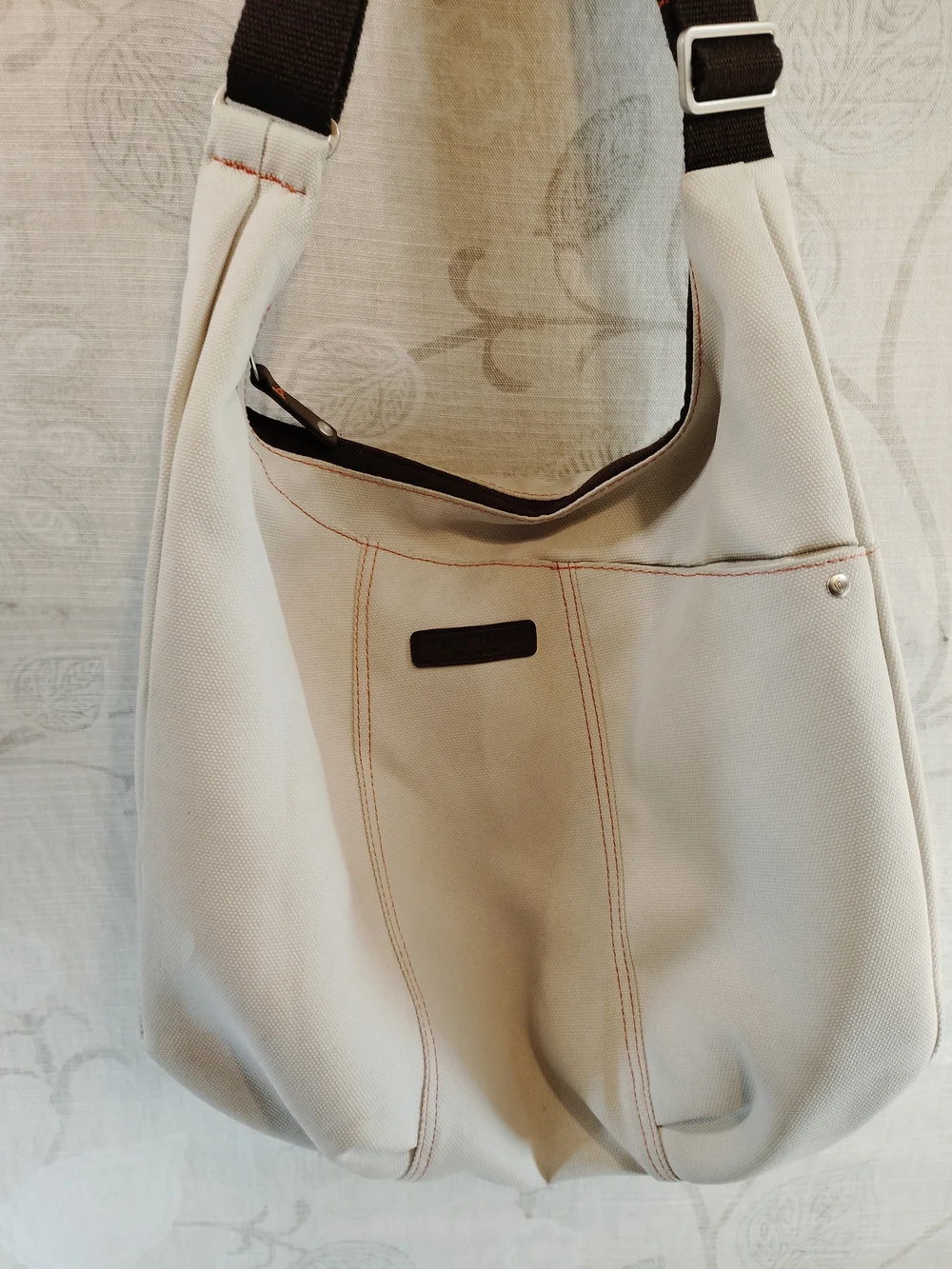Timbuk2 Cream Crossbody Hobo with Brown Strap